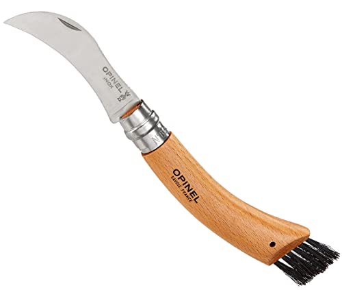 Opinel Cuchillo para CHAMPIÃ‘Ones Nº8 con Cepillo para Eliminar Tierra, Mango D Navaja, Acero Inoxidable, Gris, 1...